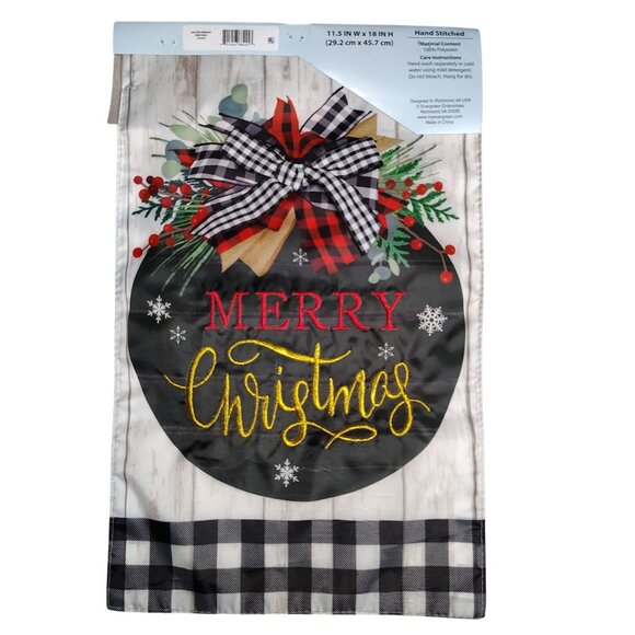 Merry Christmas Ornament 18 inch Dimensional Embroidered Yard Flag - Picture 4 of 5